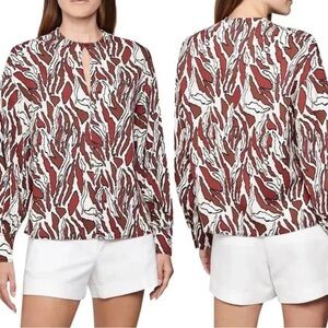 Reiss Alana Top Blouse Animal Tiger Print Keyhole